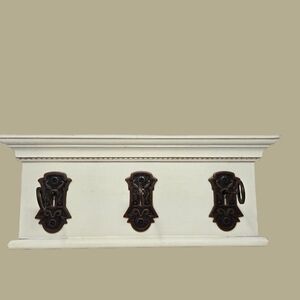 Vintage A Special Place Off White & Metal Key Clothes Hanger 3 Hook Cottagecore